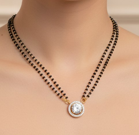 Double Strand Mangalsutra
Diamond Round Pendant Mangalsutra
Black Bead Mangalsutra Necklace
Bridal Mangalsutra Design
Round Diamond Mangalsutra